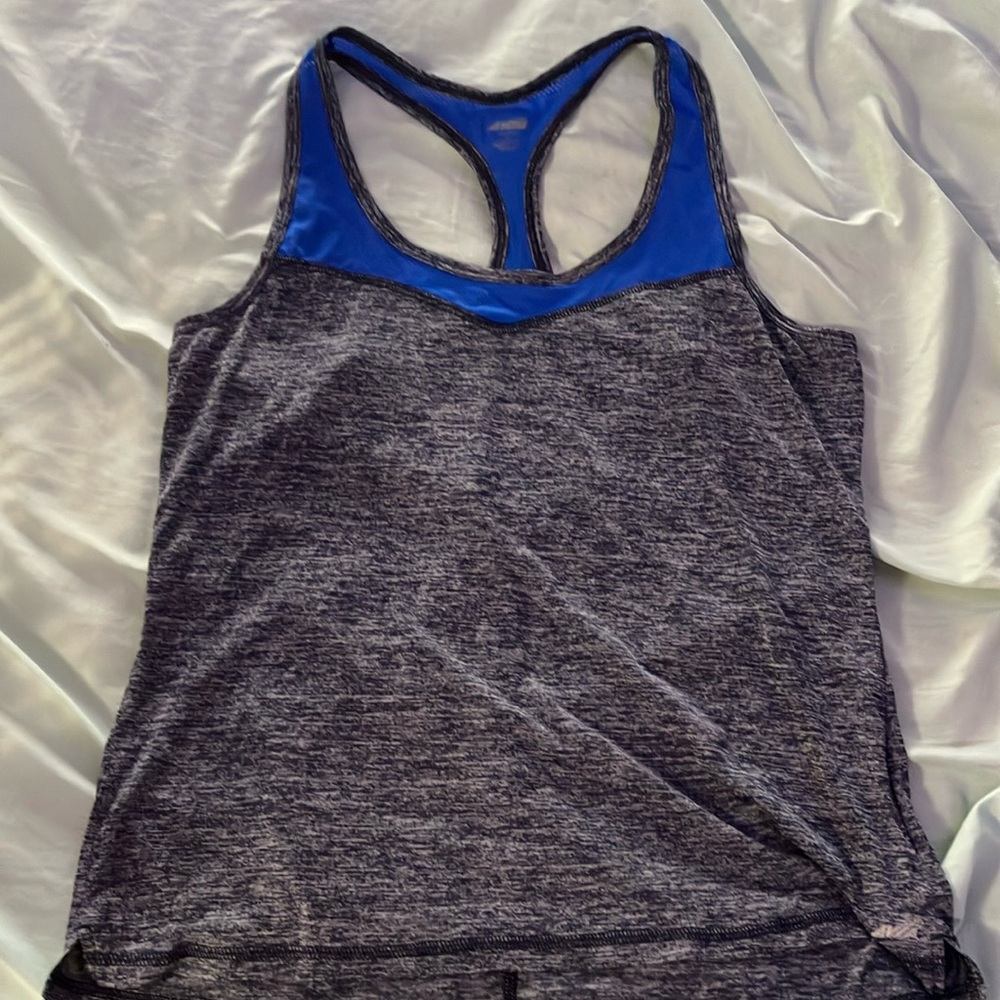 Women's Heather Gray and Blue Tank Top